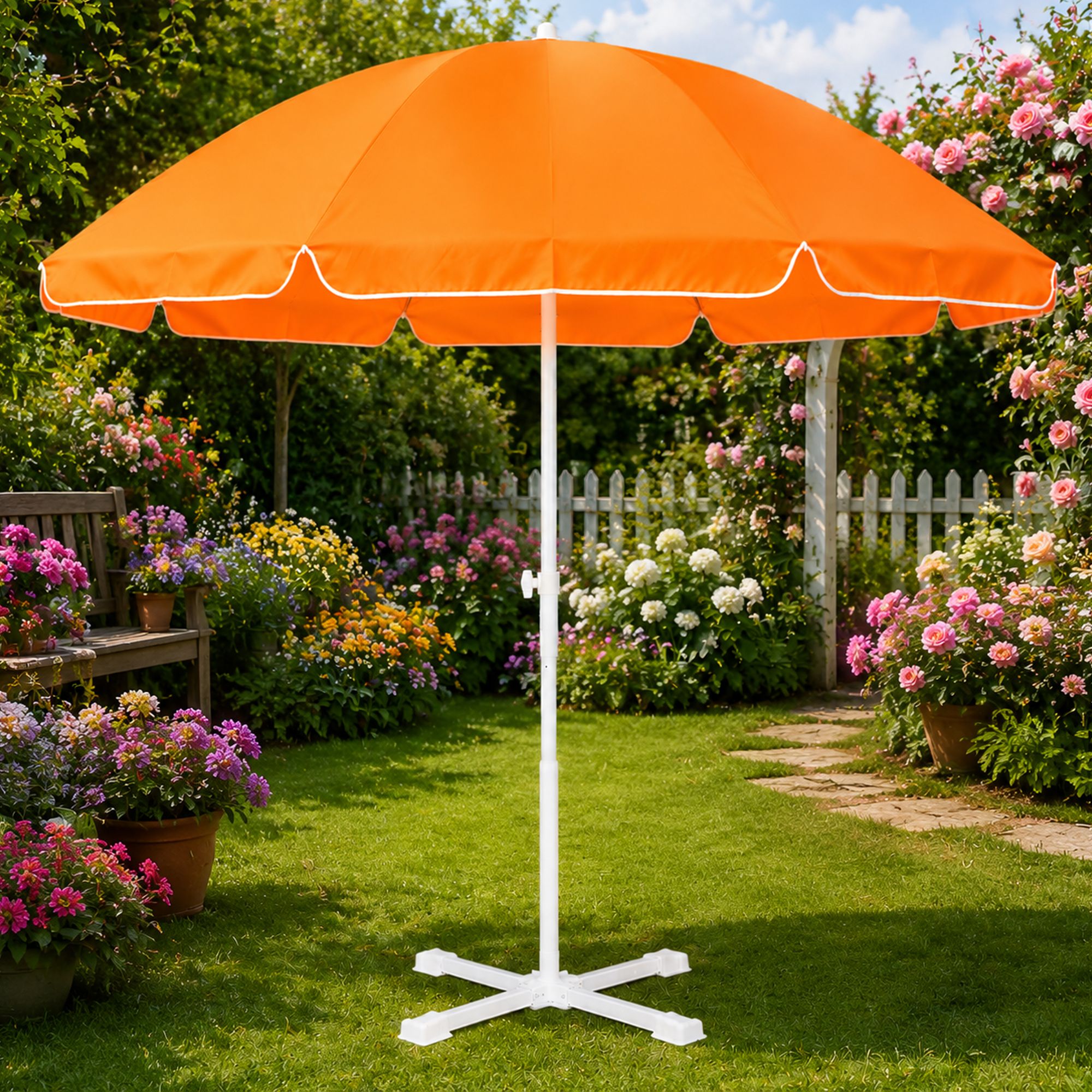 6 Ft Garden Umbrella With Stand Durable Home Outdoor Relaxing Shade Umbrella-image-0