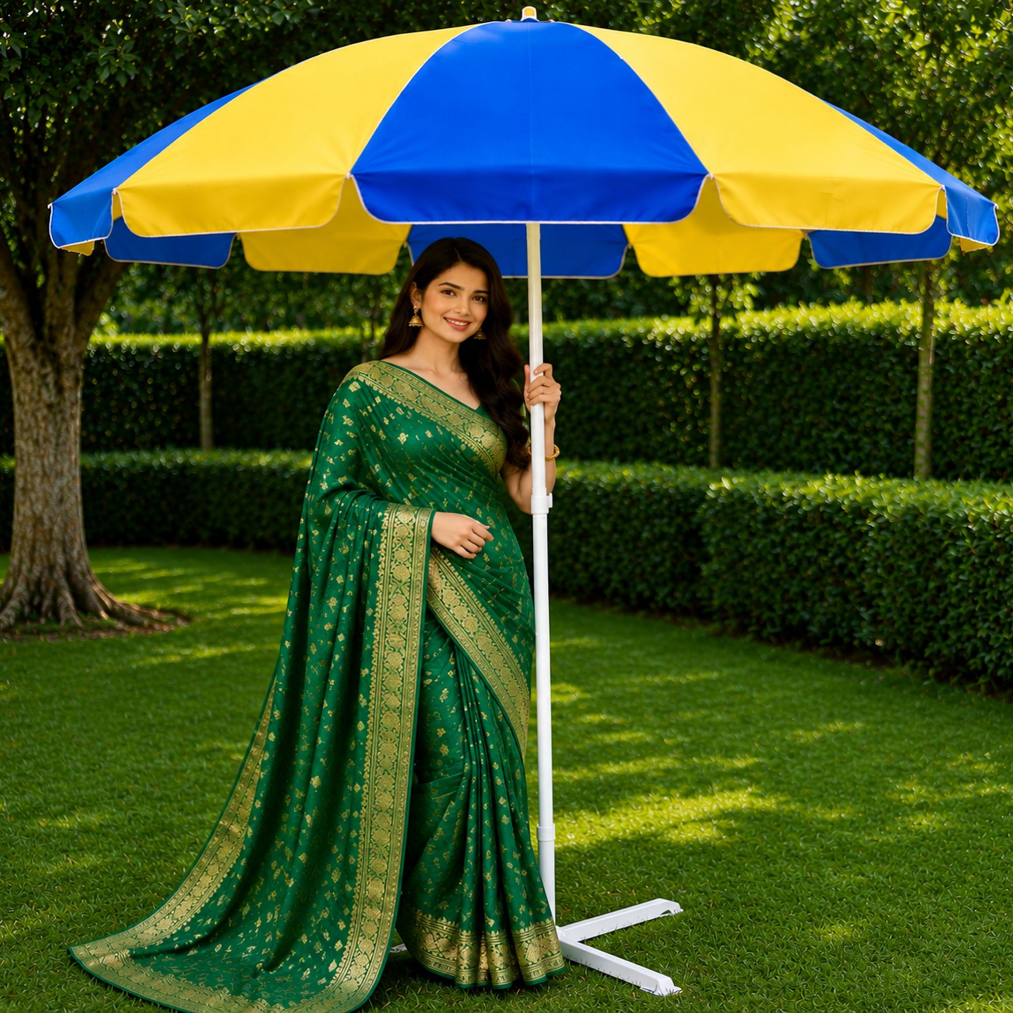 rainpopson 7 Ft Garden Umbrella With Stand Superior Terrace and Lawn Canopy Shade Umbrella-picture-13
