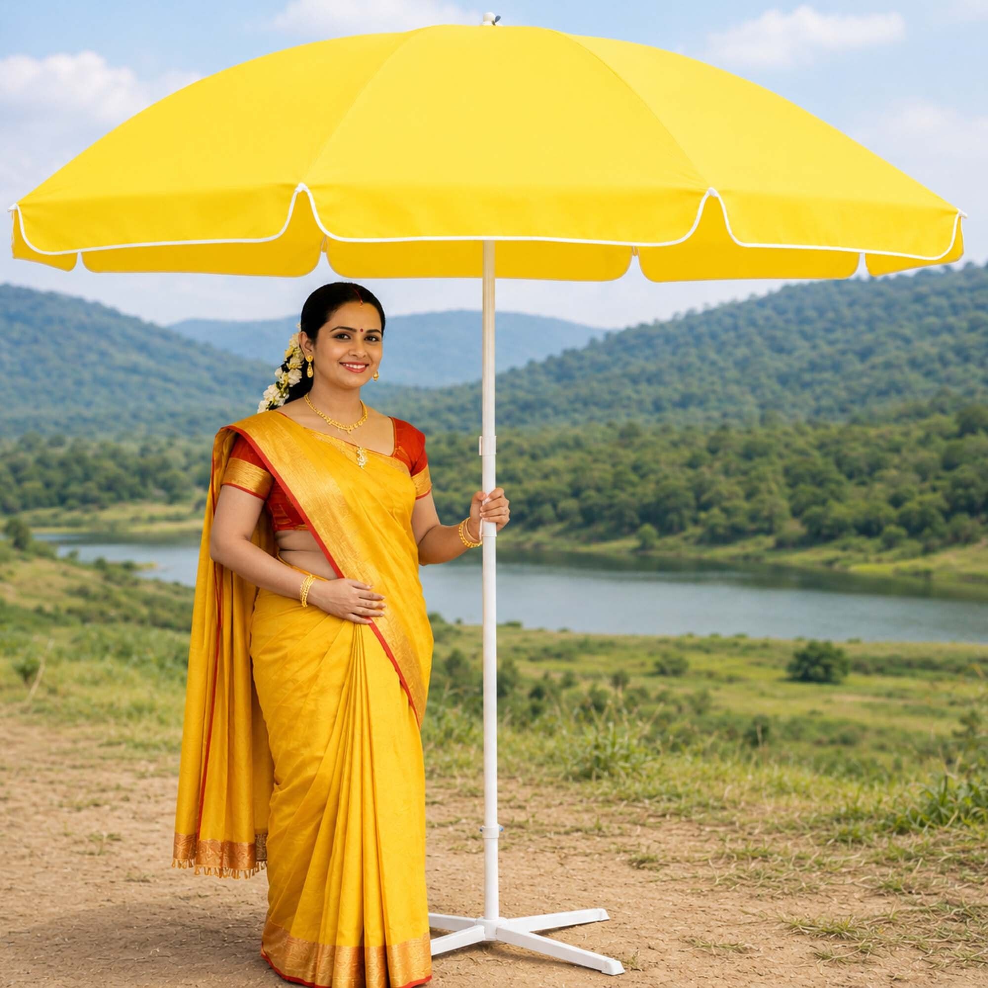 Cafe and Resort 6 Ft Garden Umbrella With Stand Robust Open Area Shade Umbrella-image-33