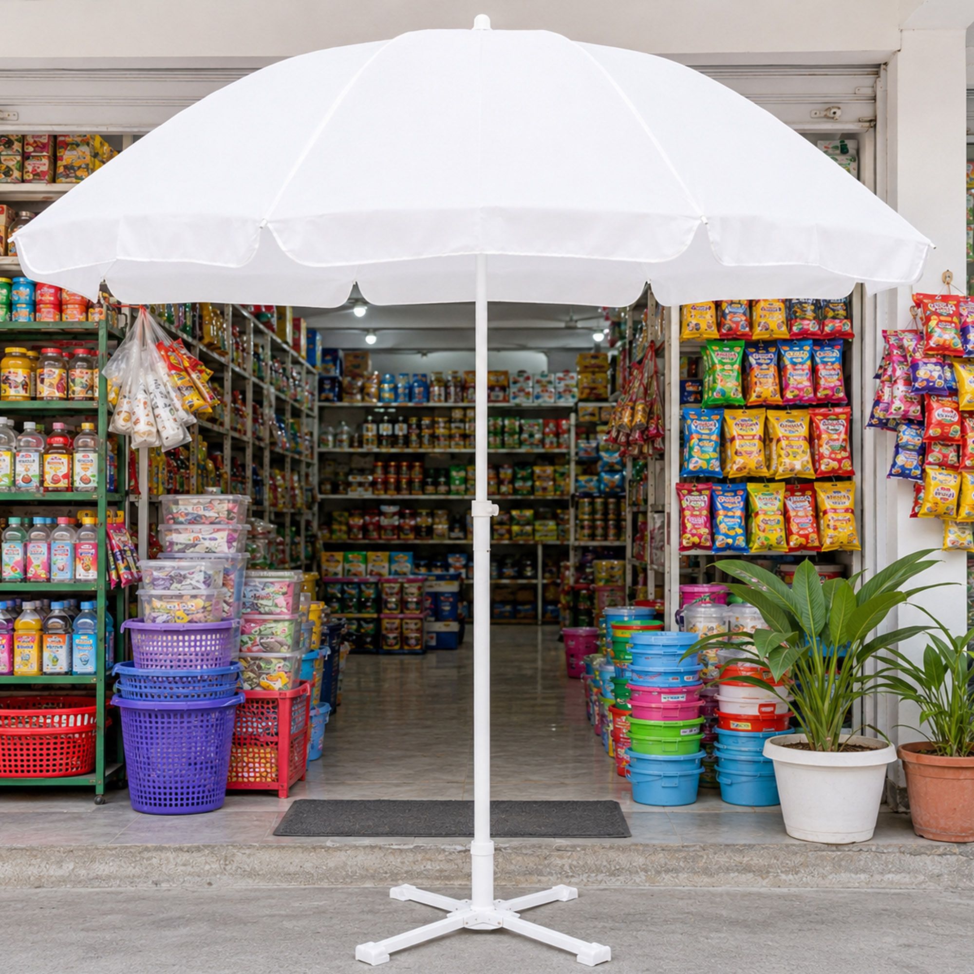 Garden Umbrella With Stand 6 Ft Durable Outdoor Patio Seating Shade Umbrella-image-7