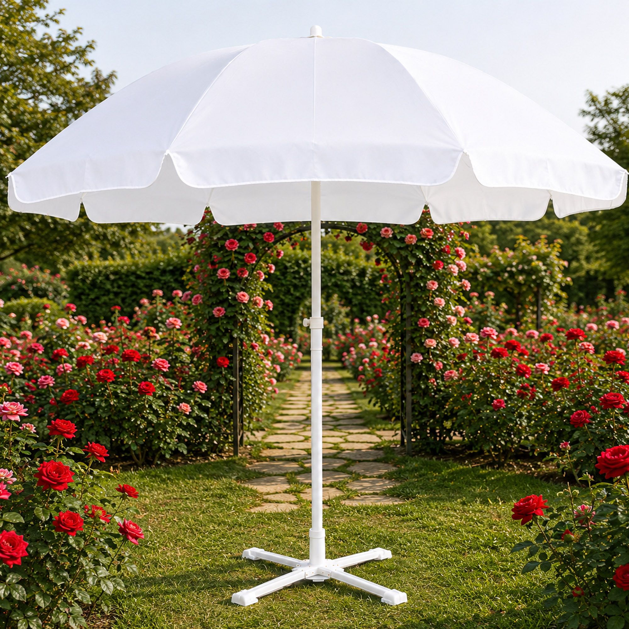 rainpopson Stylish 7 Ft Garden Umbrella With Stand for Home Outdoor Garden Cover Umbrella-picture-43