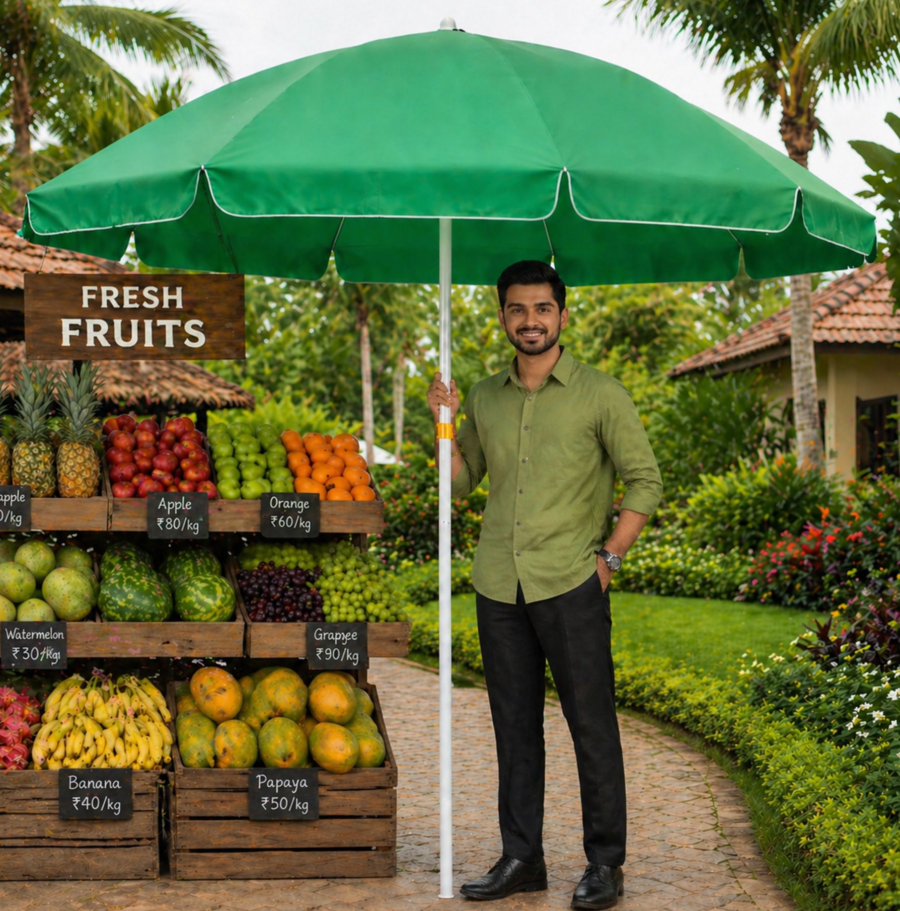 arun & sons 7ft/42in Garden Umbrella With Stand Waterproof for Shop Umbrella-picture-20