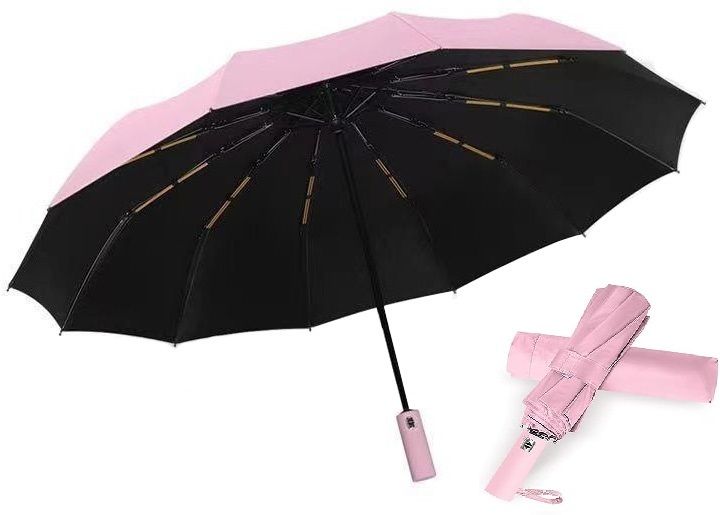 alexvyan 12 Ribs Large Travel Automatic Umbrella Windproof for Rain & Sun, Umbrella-picture-14