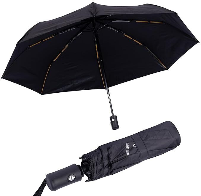 Premium Compact Folding Umbrella for Men & Women Auto Open Close Black Umbrella-image-49