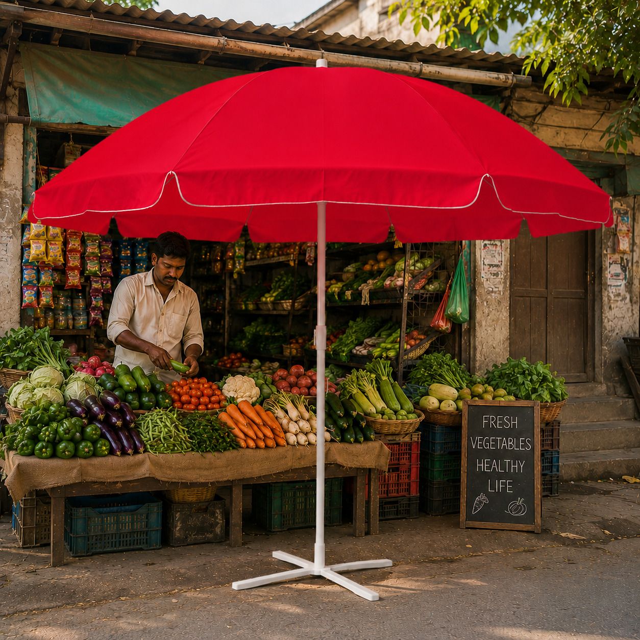 green bird Garden Umbrella With Stand Outdoor Big Size 7ft/42in For Hotel,Garden,Shop (B5) Umbrella-picture-17