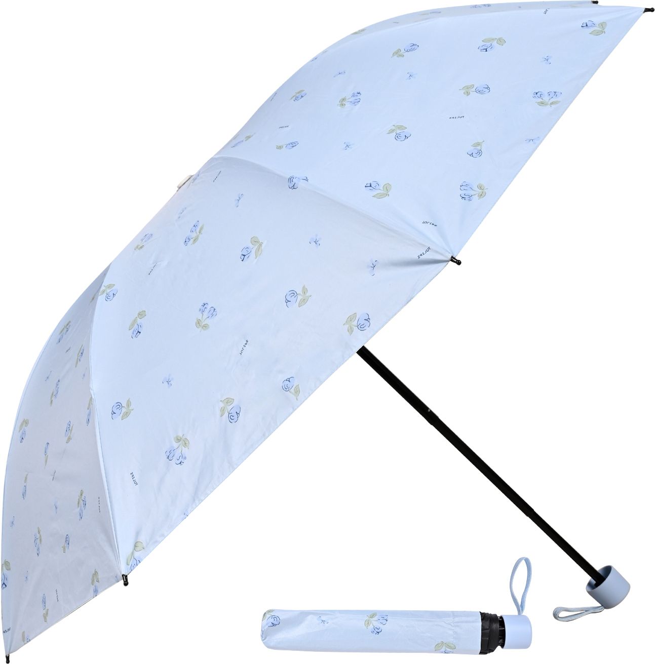 3 Fold Printed Rain Sun & UV Rays Protective Black Coated Manual Open Umbrella