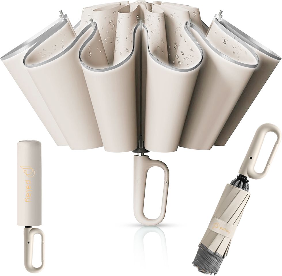 venzina 50 Inch Large Umbrella with Reflective Strip Auto 3 Fold Travel Sun Protection Umbrella-picture-16