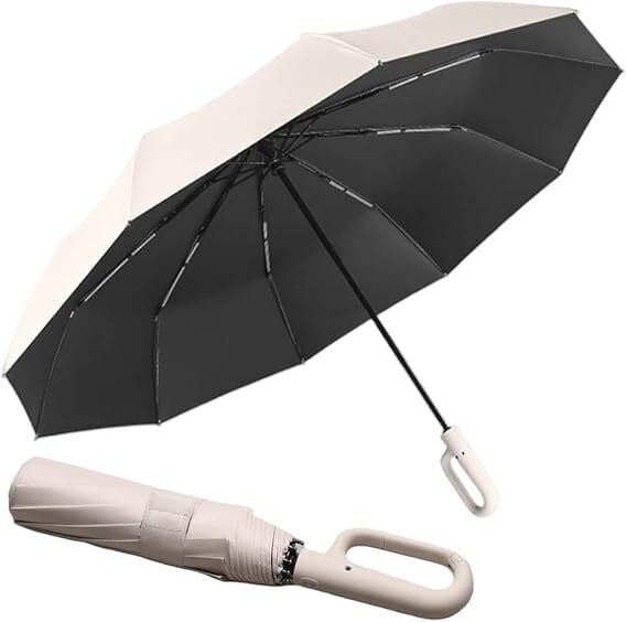 UV Umbrella with Carabiner Handle, Travel Umbrellas for Rain and Sun Windproof Umbrella