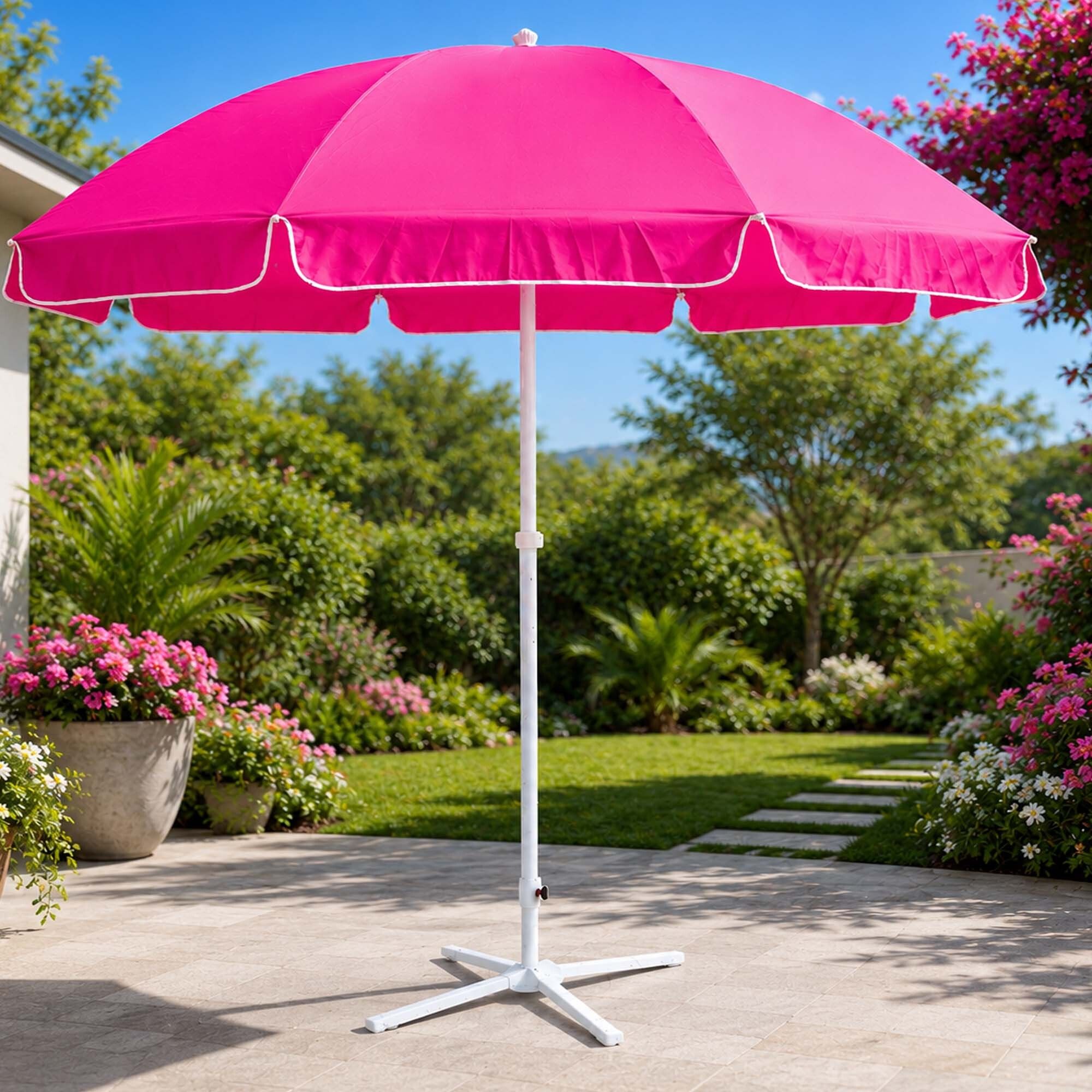 Garden Umbrella With Stand 6 Ft Premium Rooftop Patio Summer Sun Shade Umbrella-image-37