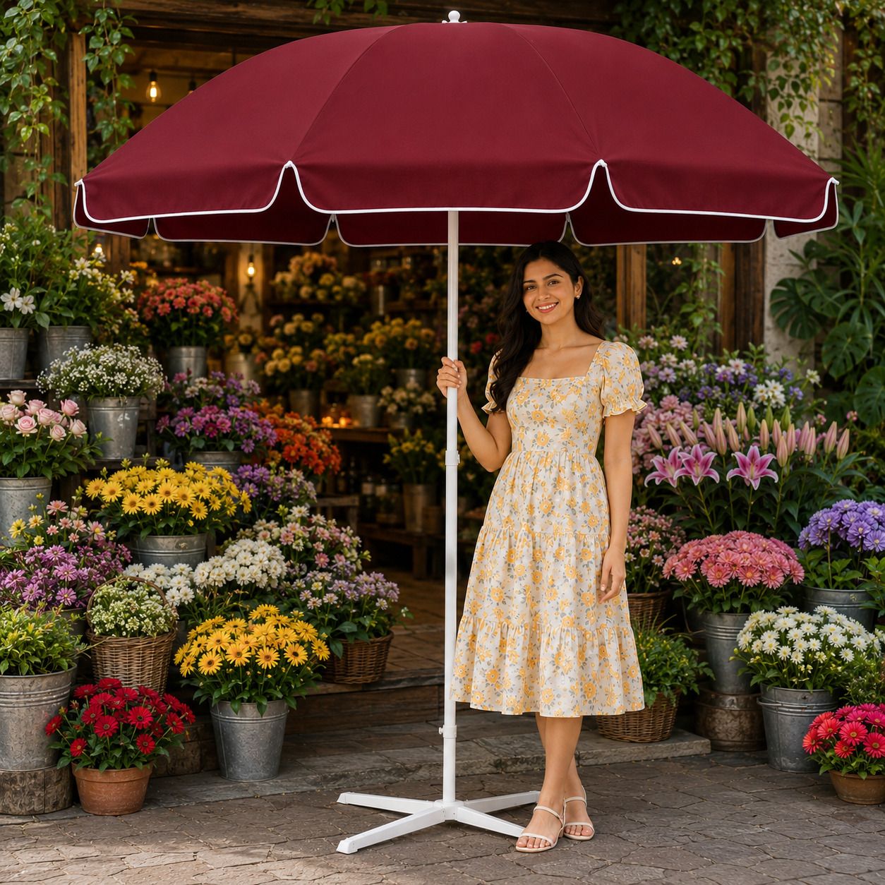 rainpopson Terrace Garden 7 Ft Garden Umbrella With Stand Reliable Garden Cover Umbrella-picture-46