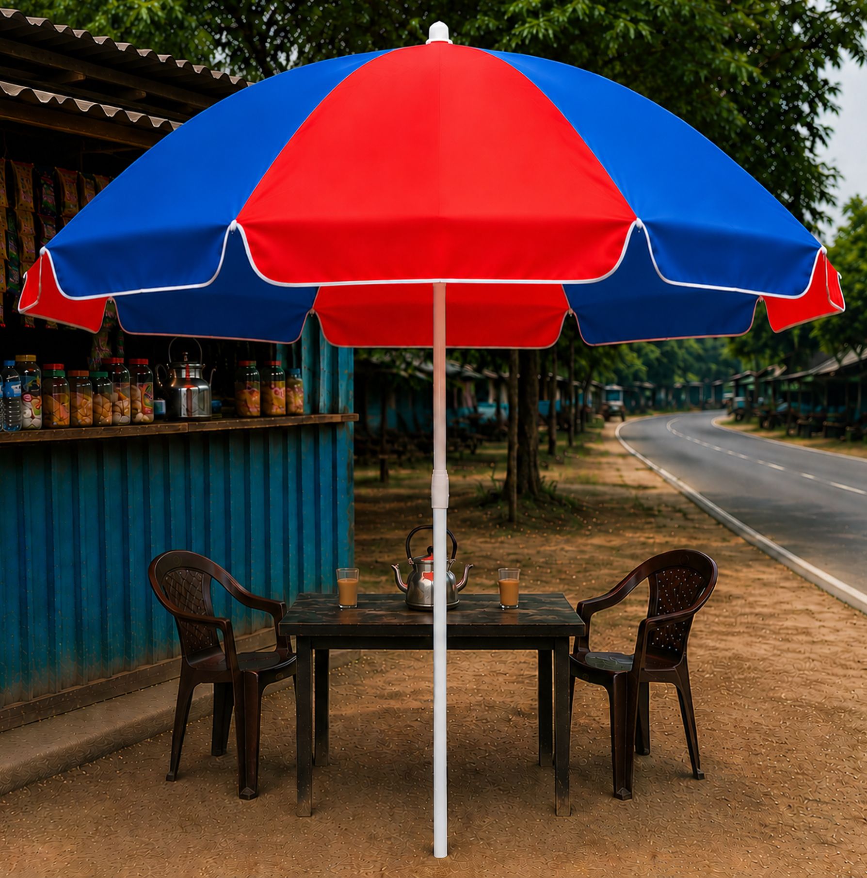 green bird 7ft Commercial Garden Umbrella Picnic Outdoor Shade for Sidewalk Stall Umbrella-picture-21