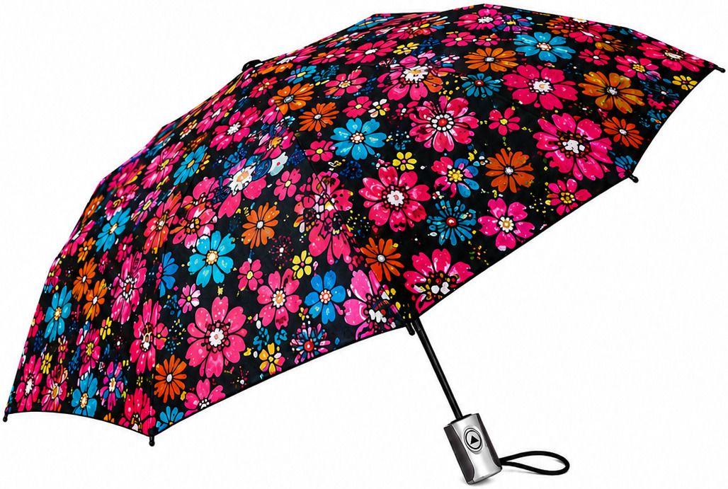 black gaurd Floral Automatic Folding | Compact Portable Rain & Sun Umbrella-picture-33