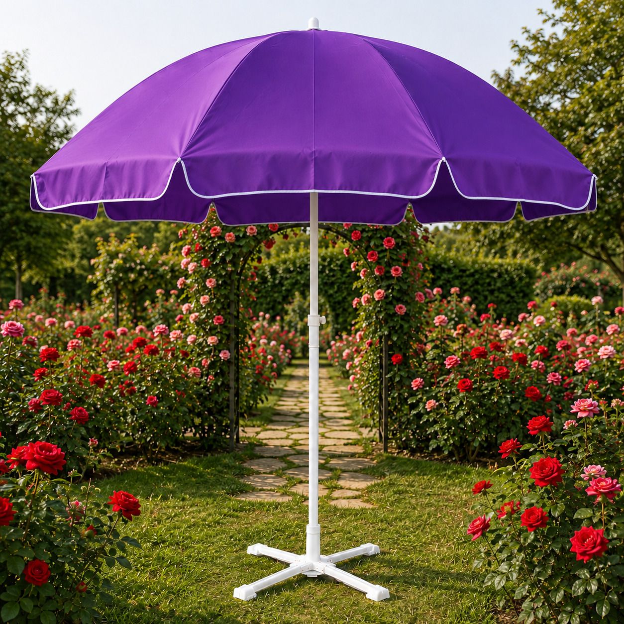Garden Umbrella With Stand 6 Ft Modern Resort Garden Relaxing Shade Umbrella-image-30