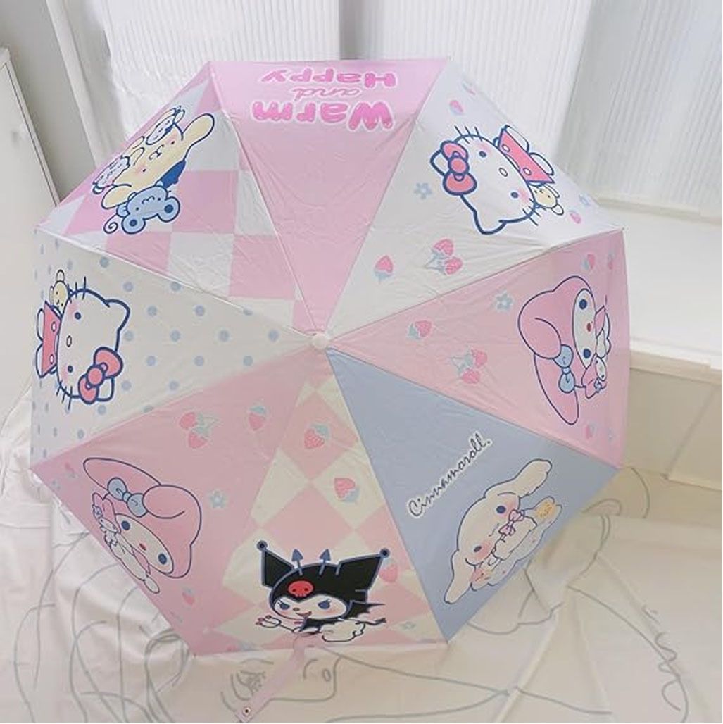 Kawaii Umbrella for Girls UV Protection Sun and Rain Umbrella Cute Kuromi Print Umbrella-image-48