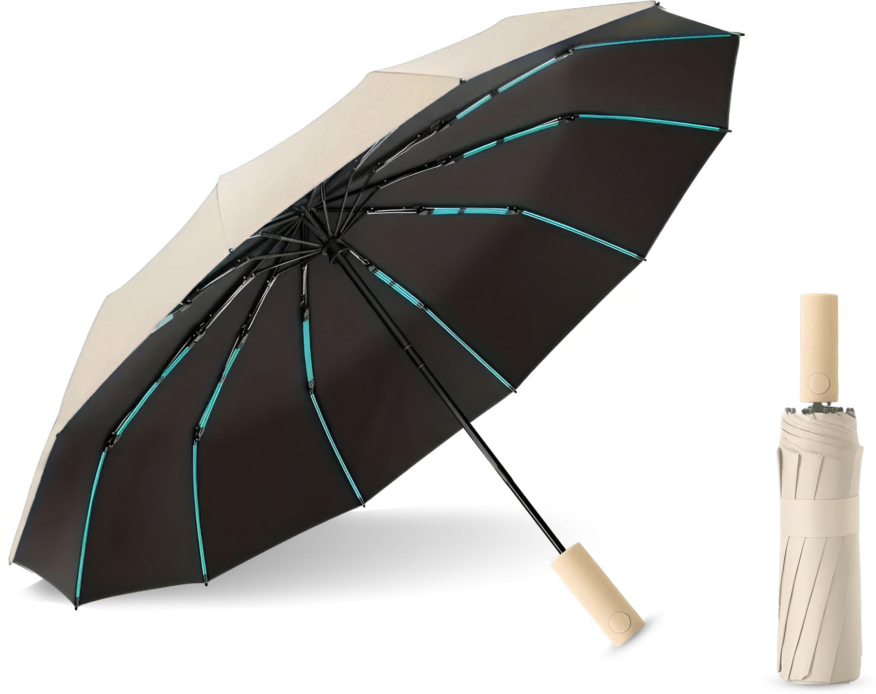12-Rib Windproof Folding Umbrella – Auto Open/Close Umbrella-image-24