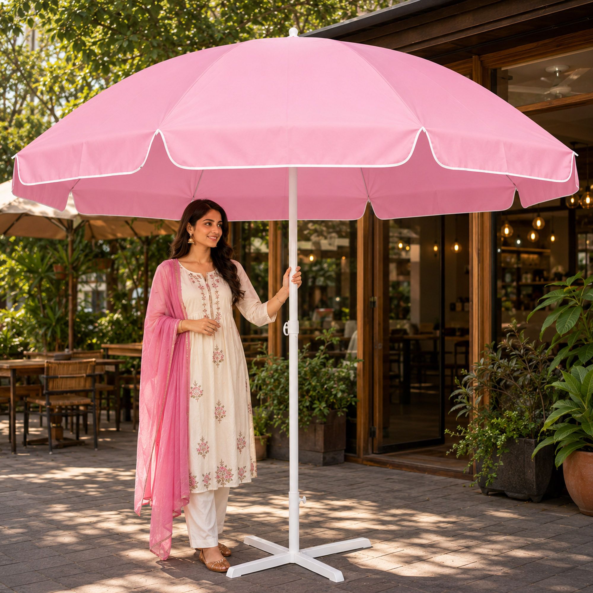 green bird Garden Umbrella With Stand 7 Ft Durable Farmhouse Lawn Patio Cover Umbrella-picture-37