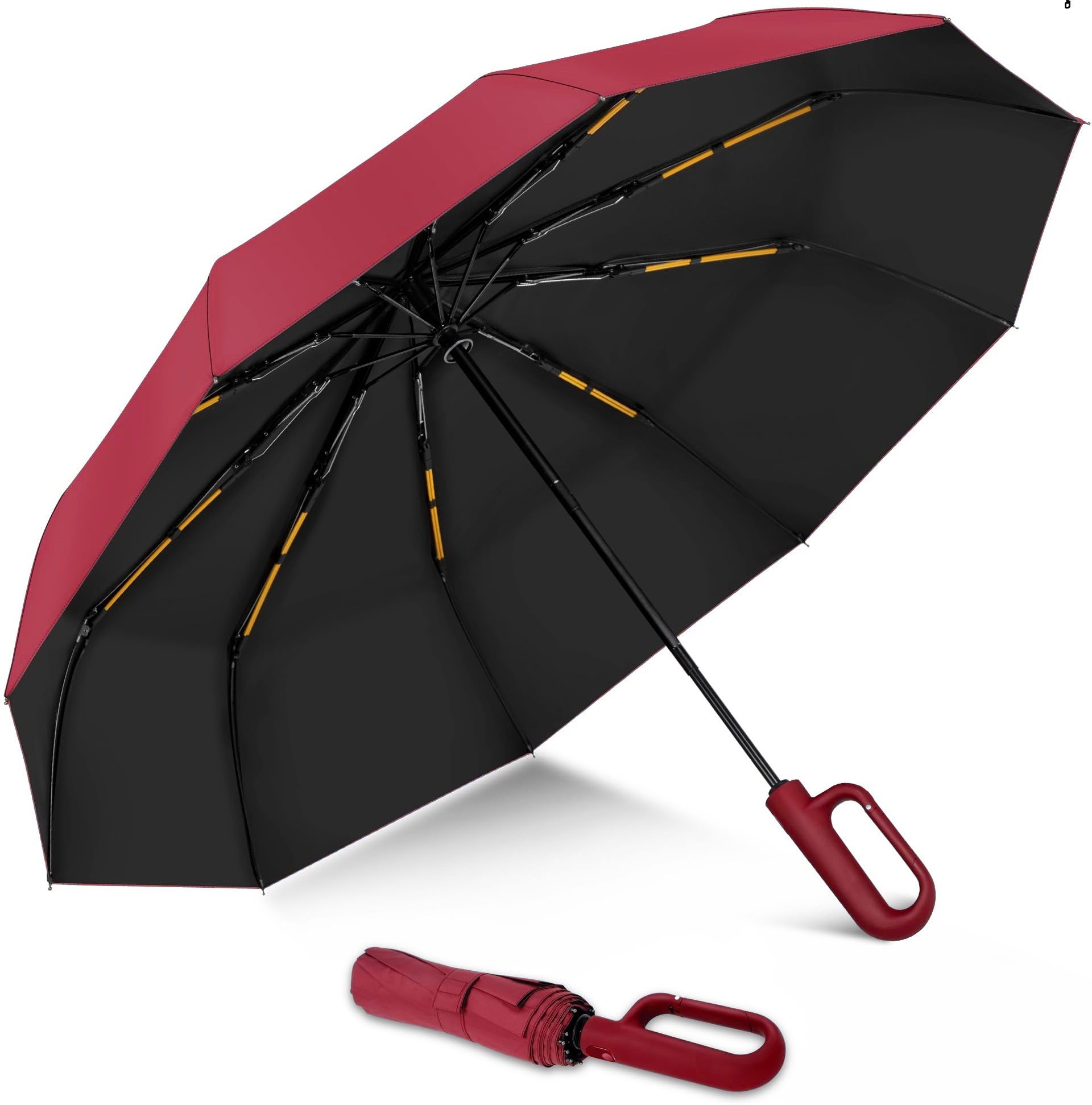 Travel Umbrella Reverse Rain and Sun Windproof Compact, Automatic Open Close Umbrella-image-8
