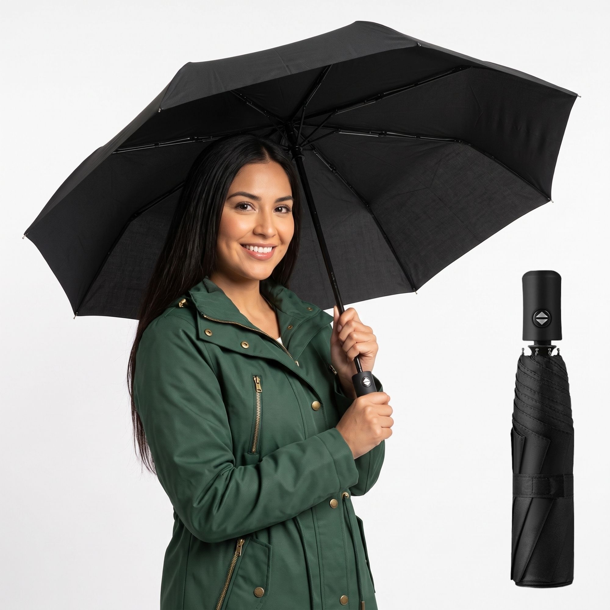 vorqe Automatic Open & Close 8-Rib Windproof Foldable Umbrella (Black, 3-Fold-VO398) Umbrella-picture-19