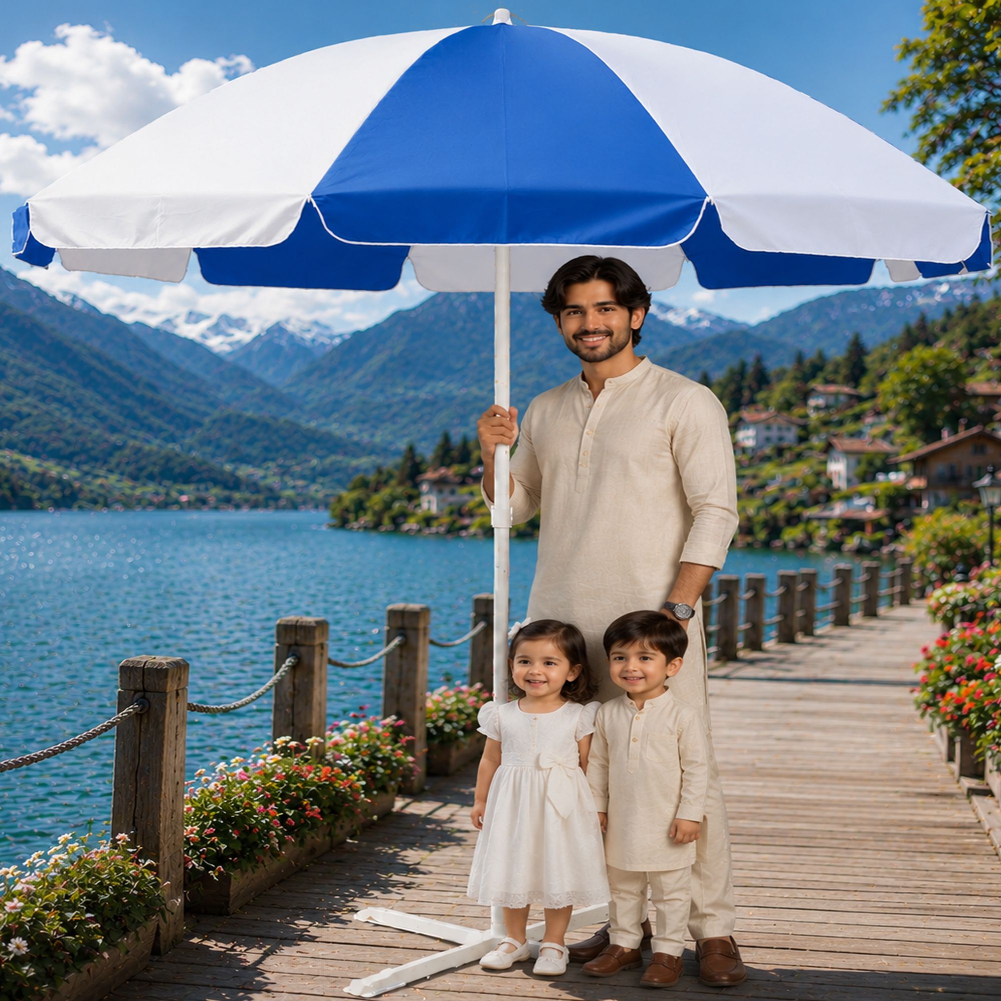 6 Ft Superior Garden Umbrella With Stand for Home Outdoor Sun Shade Umbrella-image-49