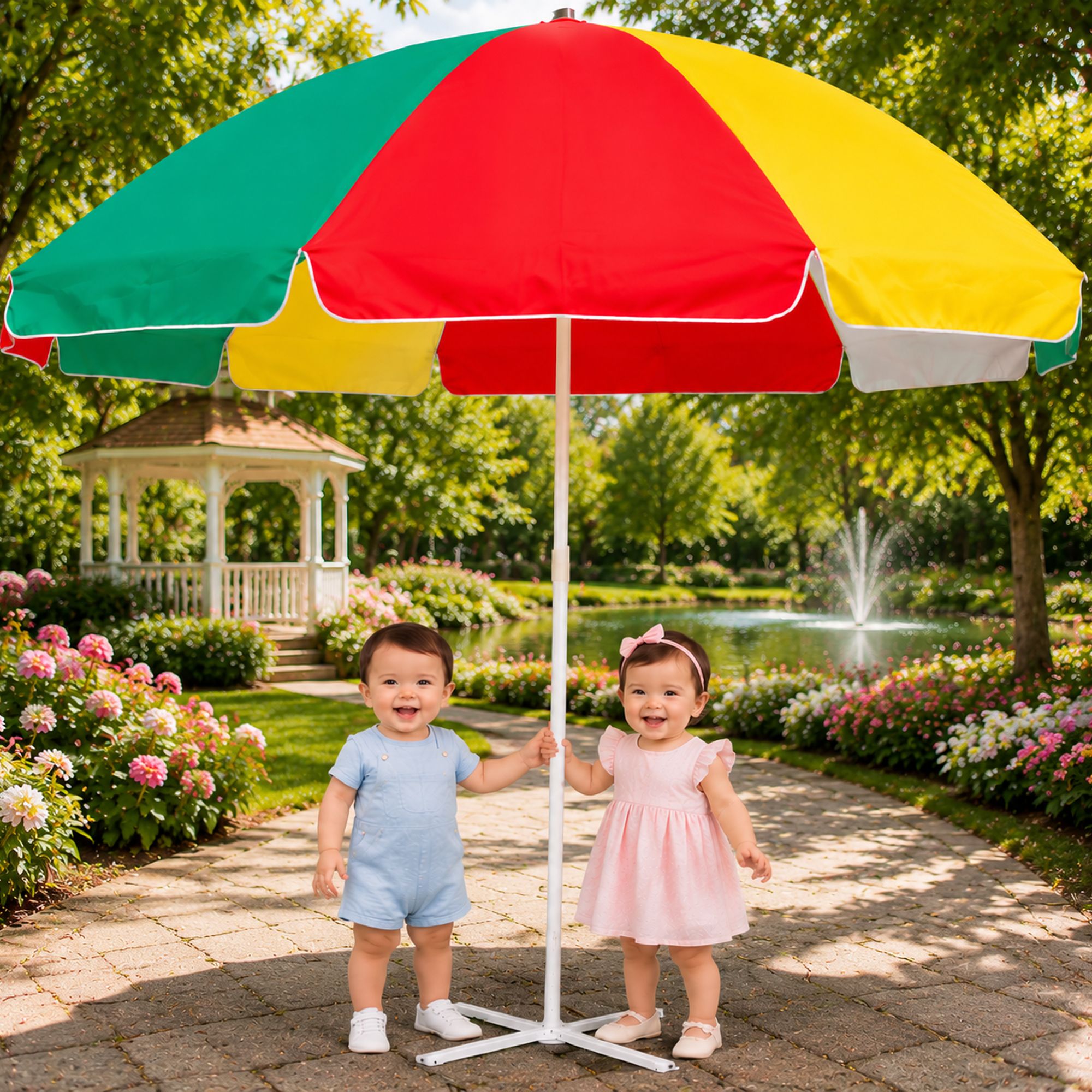 Poolside Garden 6 Ft Garden Umbrella With Stand Designer Outdoor Cover Umbrella-image-46