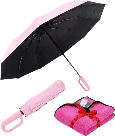 puhbrhy UV Umbrella for Sun & Rain Auto Open/Close Windproof Travel- 3-Foldable +Towel Umbrella-picture-6