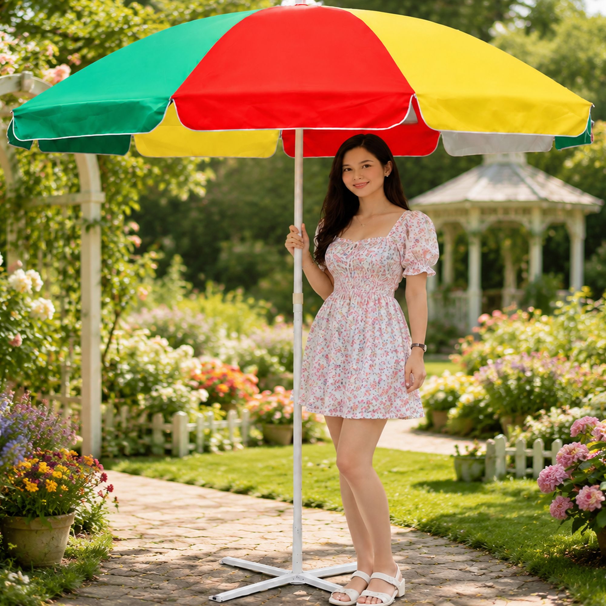 Garden Umbrella With Stand 6 Ft Durable Terrace and Lawn Wide Coverage Umbrella-image-16