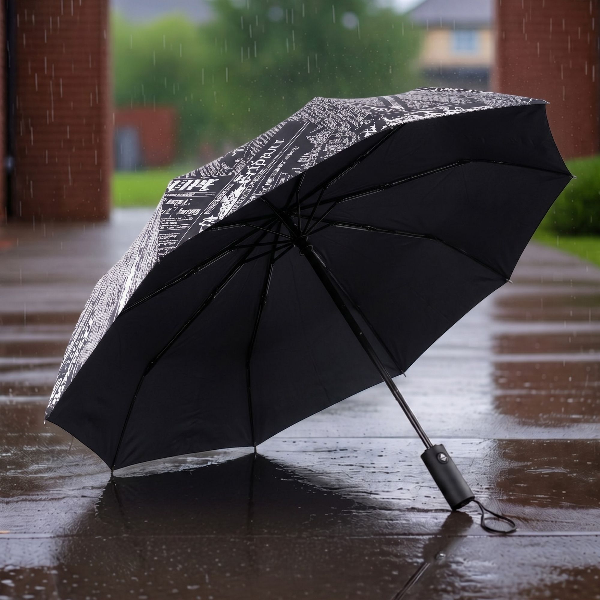 snaplo Auto Open & Close 10-Rib Windproof Foldable Umbrella (Newspaper, 3-Fold-SN343) Umbrella-picture-25