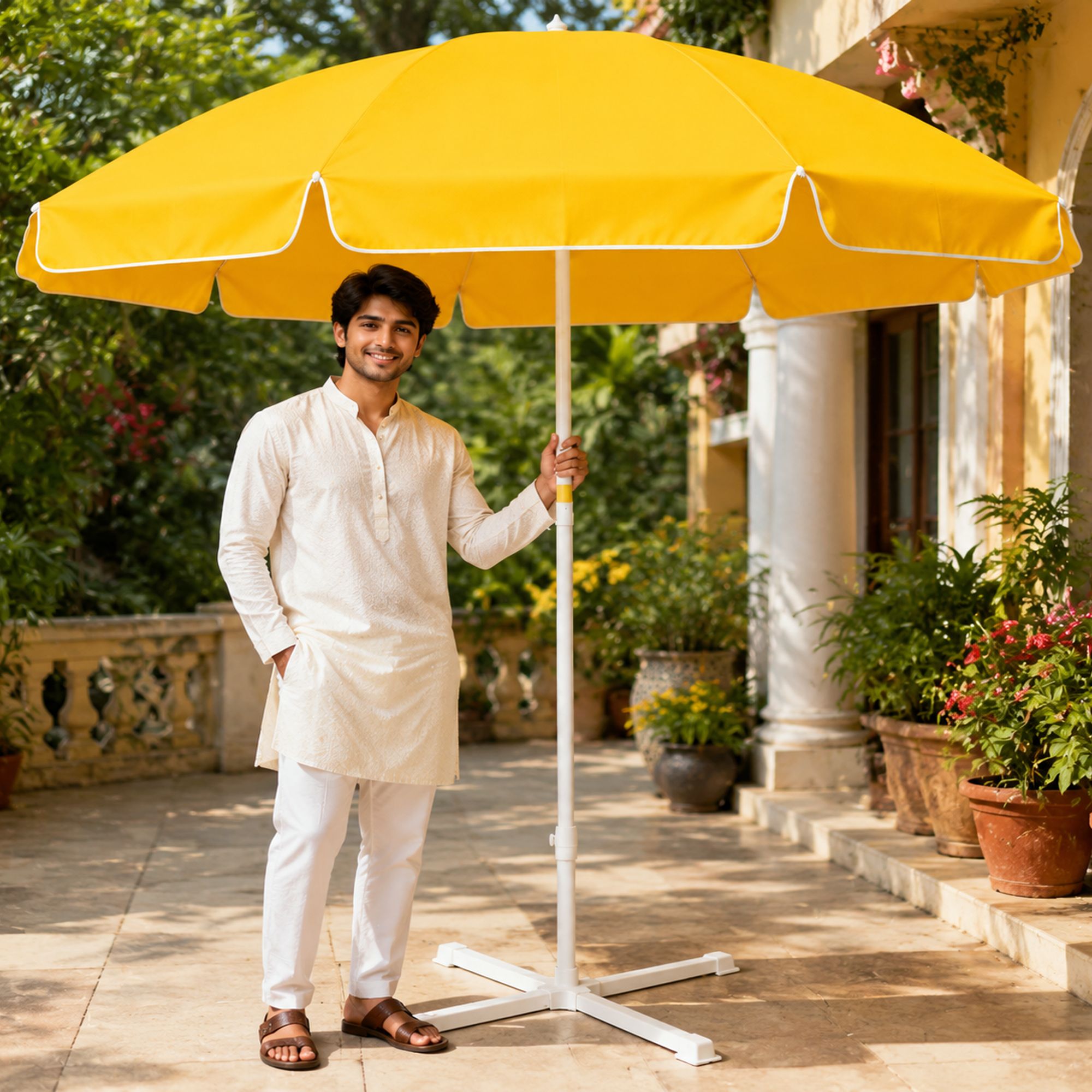 Garden Umbrella With Stand 6 Ft Strong Terrace Garden Daily Use Shade Umbrella-image-22