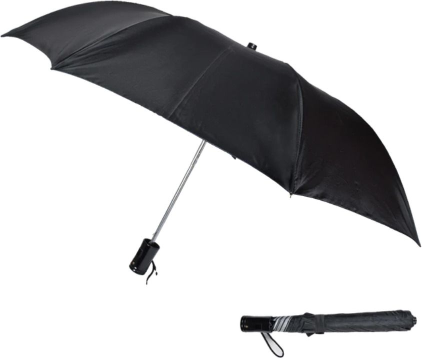 thunder Auto Open Folding Umbrella | 190T Polyester | Strong Metal Shaft | Black Umbrella-picture-0
