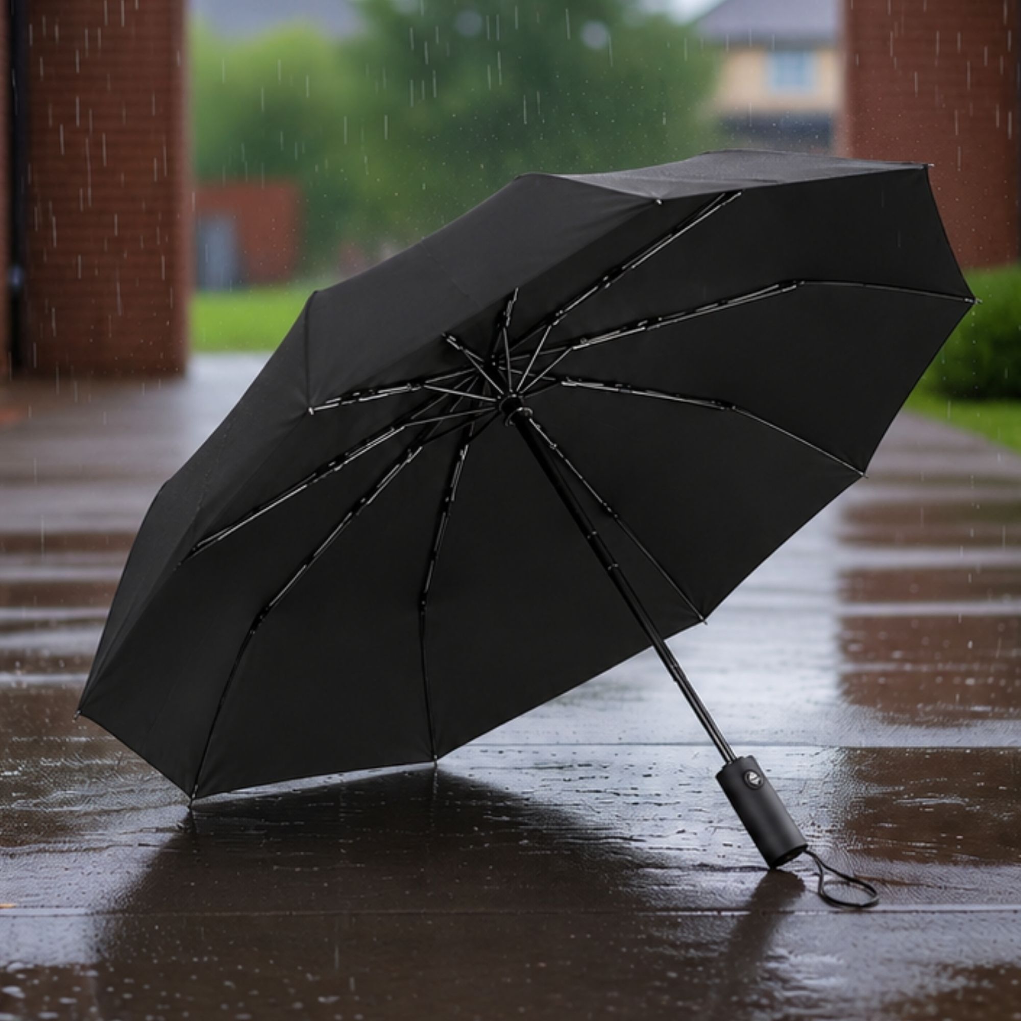 Auto Open & Close 10-Rib Windproof Foldable Umbrella (Black, 3-Fold-SN316) Umbrella-image-36