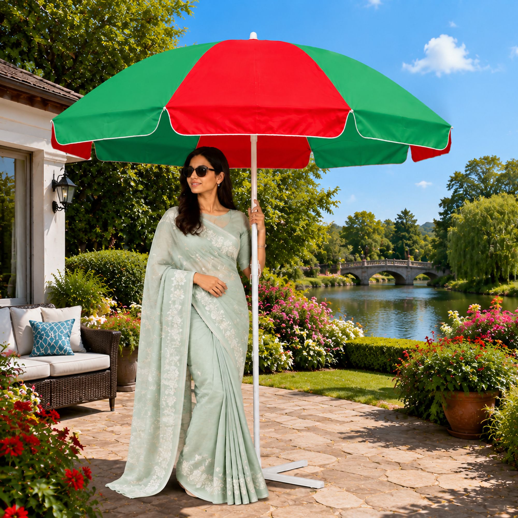 Garden Umbrella With Stand 6 Ft Spacious Poolside Garden Garden Cover Umbrella-image-45
