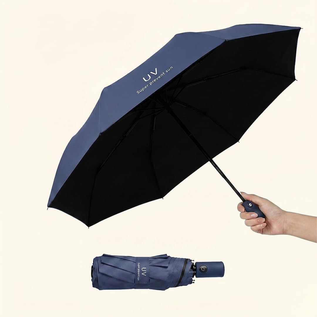 Blue Folding Umbrella with UV Protection Windproof Design Umbrella-image-37