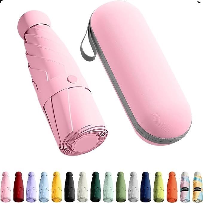 Mini Umbrella & Case (Manual Open) 6 Frame Use in Rain & Summer,UV Protection Umbrella-image-46