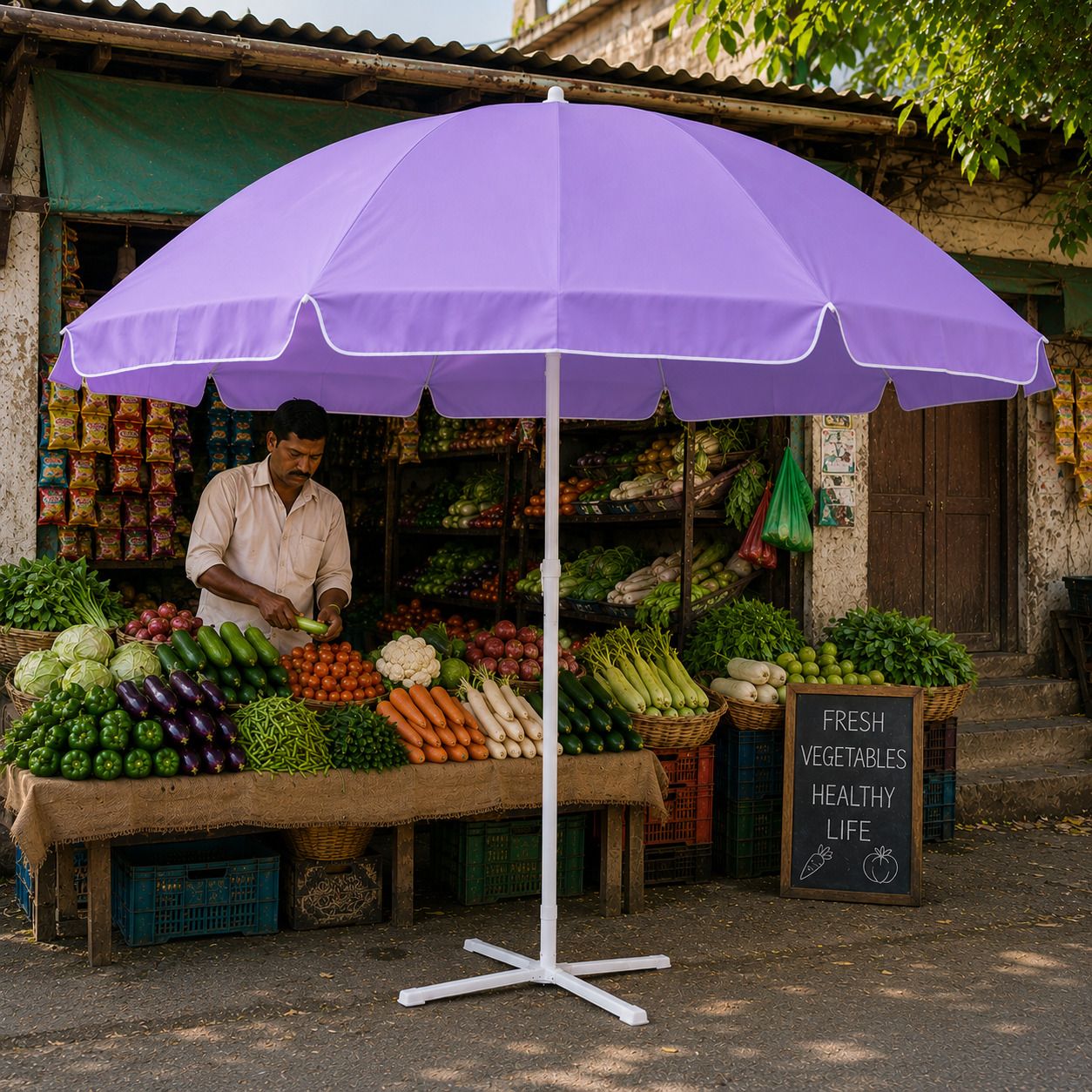 green bird Garden Umbrella With Stand Outdoor Big Size 7ft/42in For Hotel,Garden,Shop (B5) Umbrella-picture-15