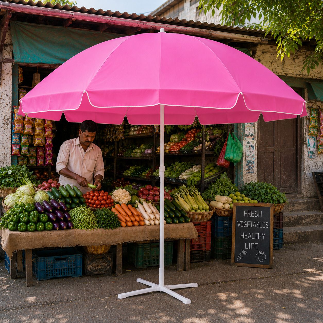 green bird Garden Umbrella With Stand Outdoor Big Size 7ft/42in For Hotel,Garden,Shop (B5) Umbrella-picture-12
