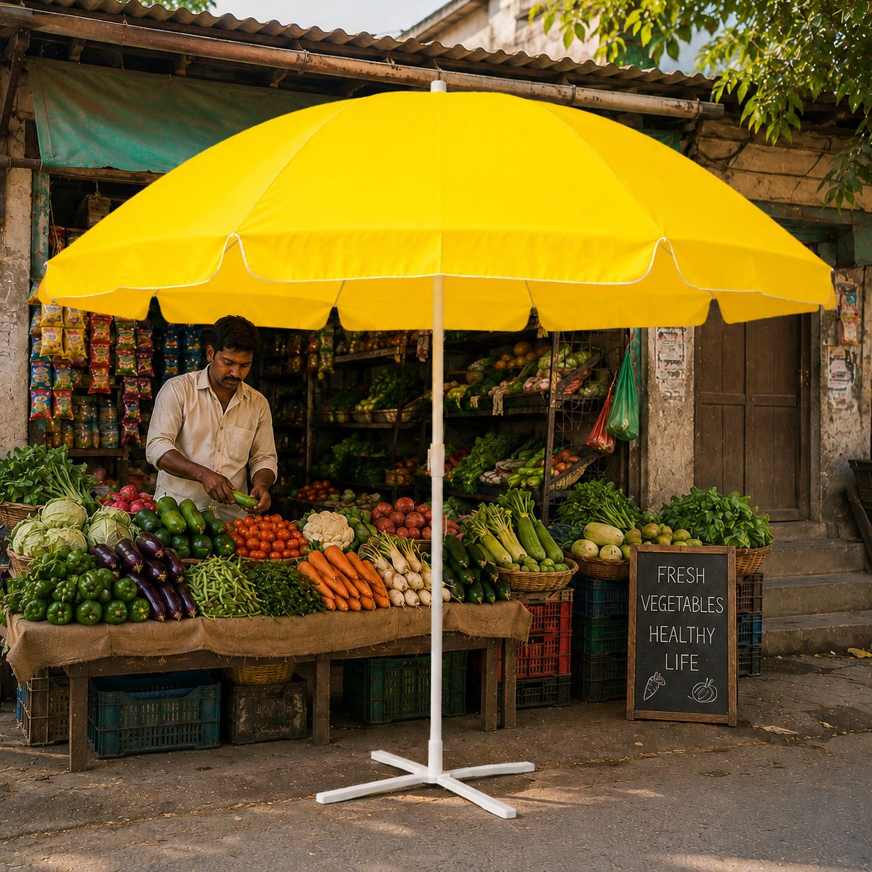 green bird Garden Umbrella With Stand Outdoor Big Size 7ft/42in For Hotel,Garden,Shop (B5) Umbrella-picture-12