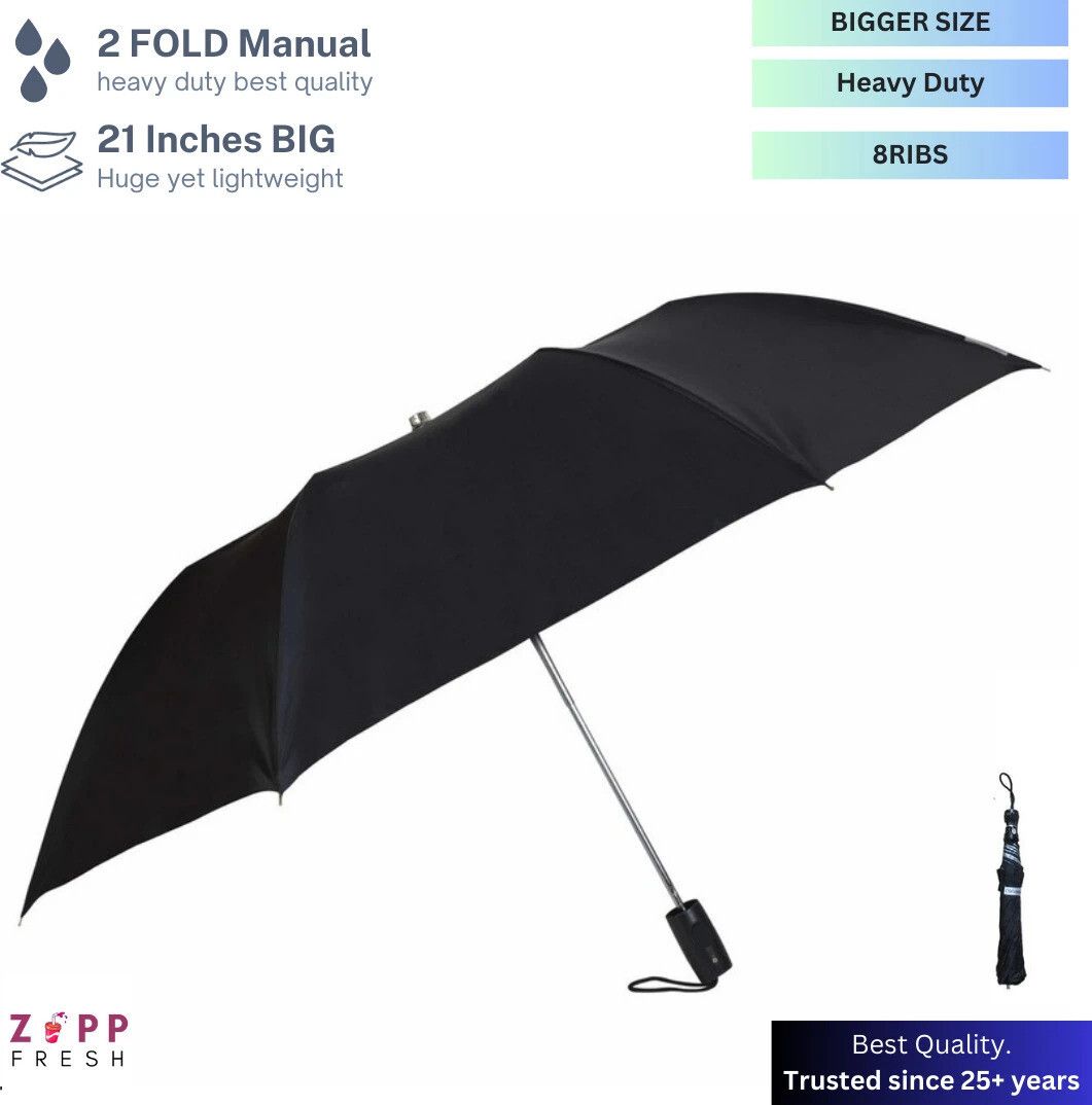 zappfresh 2 Fold Manual Open|Close UV Coated BigSize Long Lasting Travel 8Ribs Men & Women Umbrella-picture-14