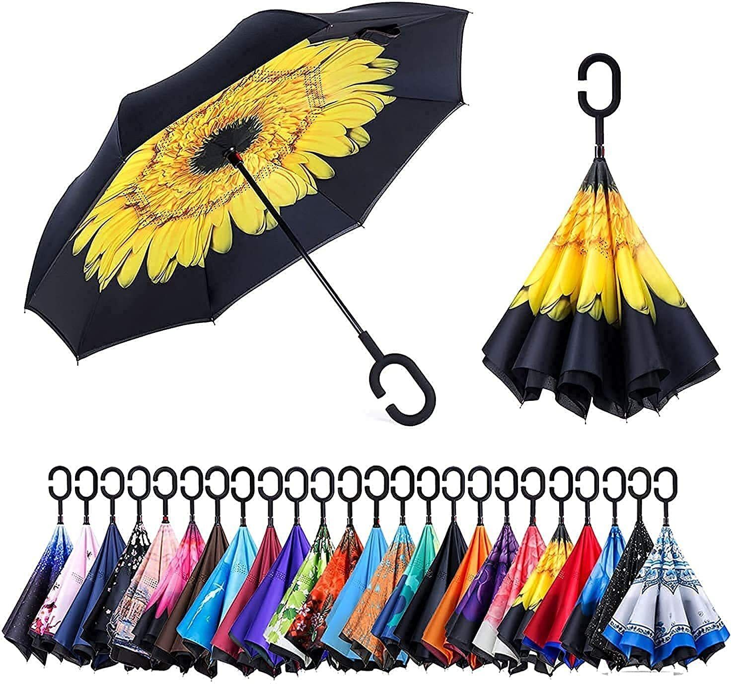 Inverted Reverse Double Layer Folding Umbrella Windproof Rain Protection Umbrella-image-40