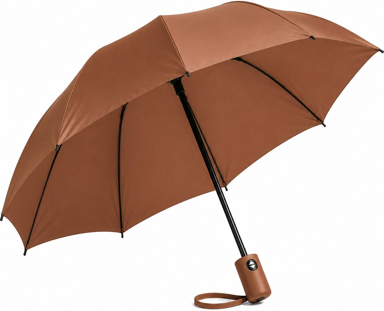 Orange 3 Fold Manual Umbrella Waterproof Windproof Brown Umbrella-image-1