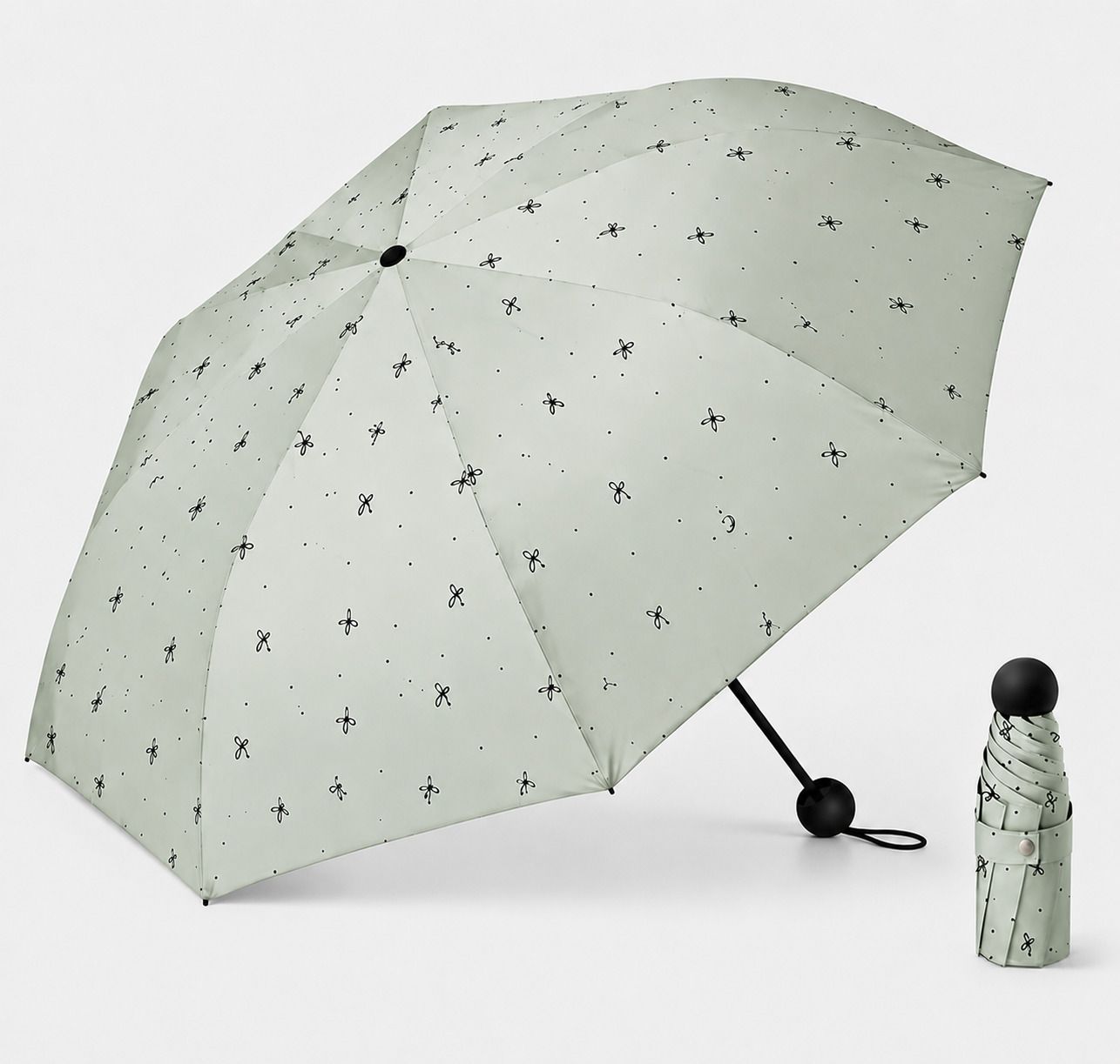 Pocket Travel Umbrella Windproof (Manual Open) Sun Rain Mini Ultra Light 2 Fold Umbrella-image-18