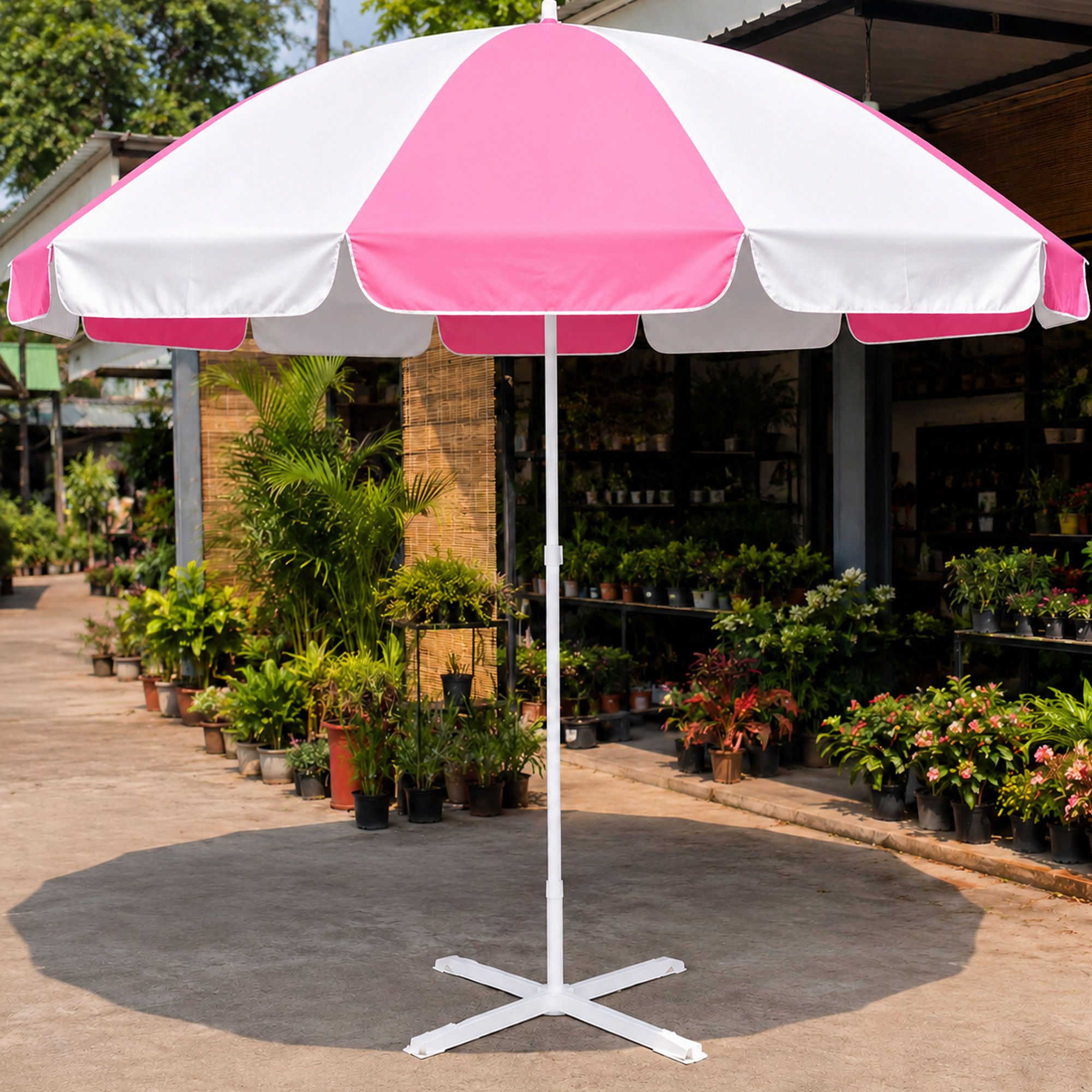 Garden Umbrella With Stand 6 Ft Practical Rooftop Patio Wide Coverage Umbrella-image-3