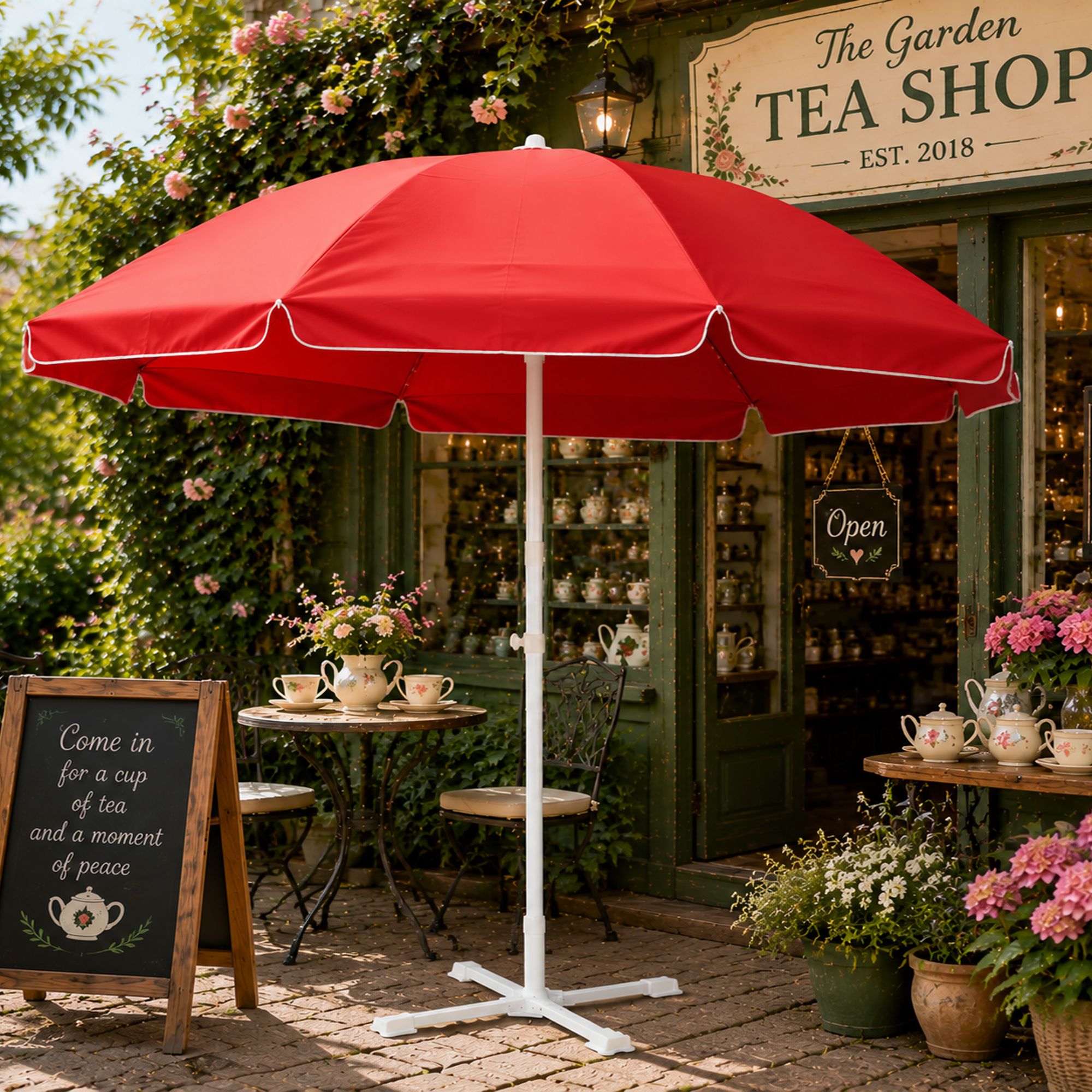 green bird 7 Ft Garden Umbrella With Stand Classic Courtyard Garden Outdoor Shade Umbrella-picture-19