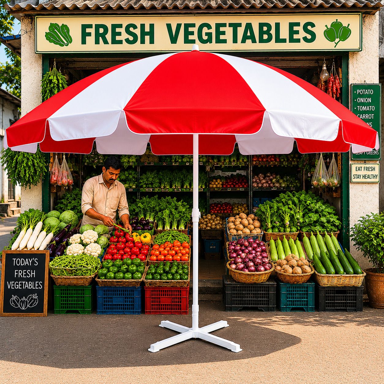 green bird Garden Umbrella With Stand Outdoor Big Size 7ft/42in For Hotel,Garden,Shop (B5) Umbrella-picture-14