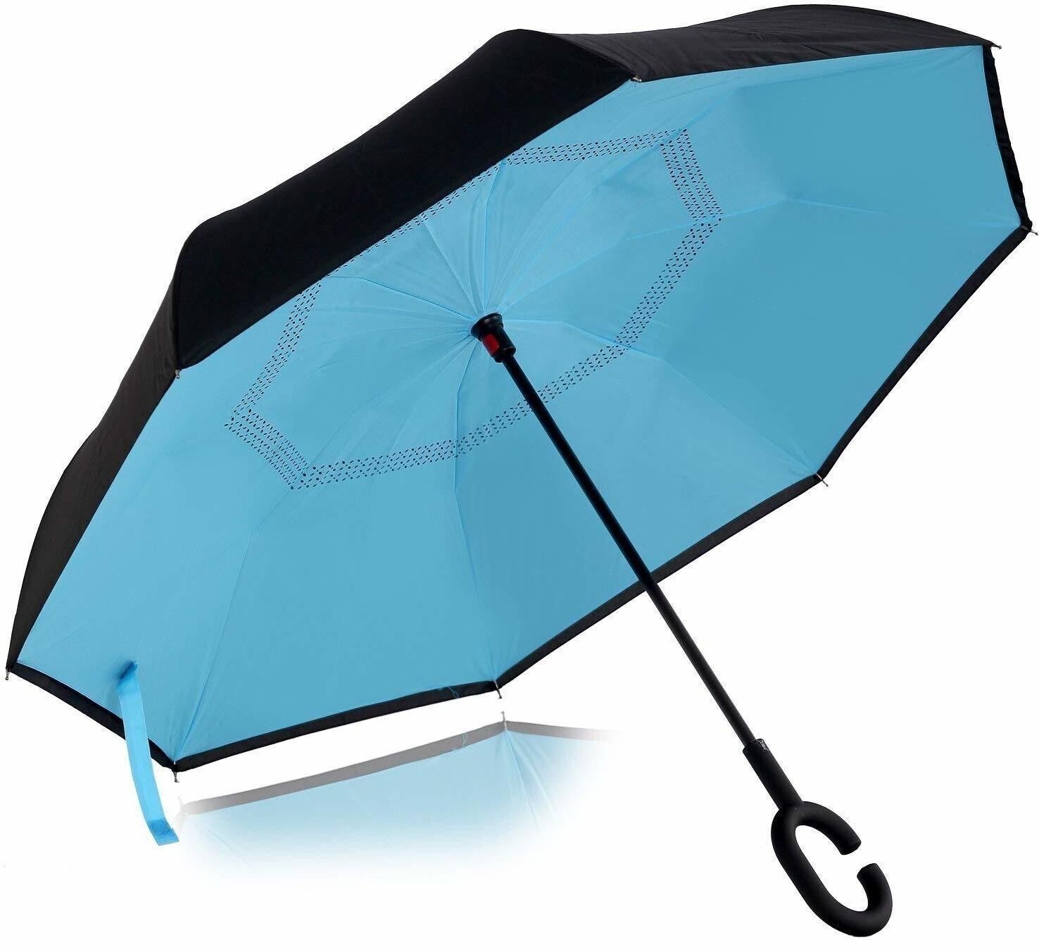 Double Layer Automatic Inverted Reversible No Drip Umbrella with C Shape Handle (Multicolor) Umbrella-image-49