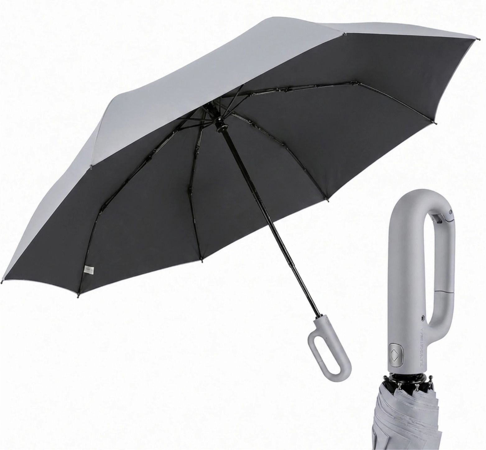 Windproof Automatic Compact Umbrella with Karabiner Clip Handle Sun & Rain Umbrella-image-34