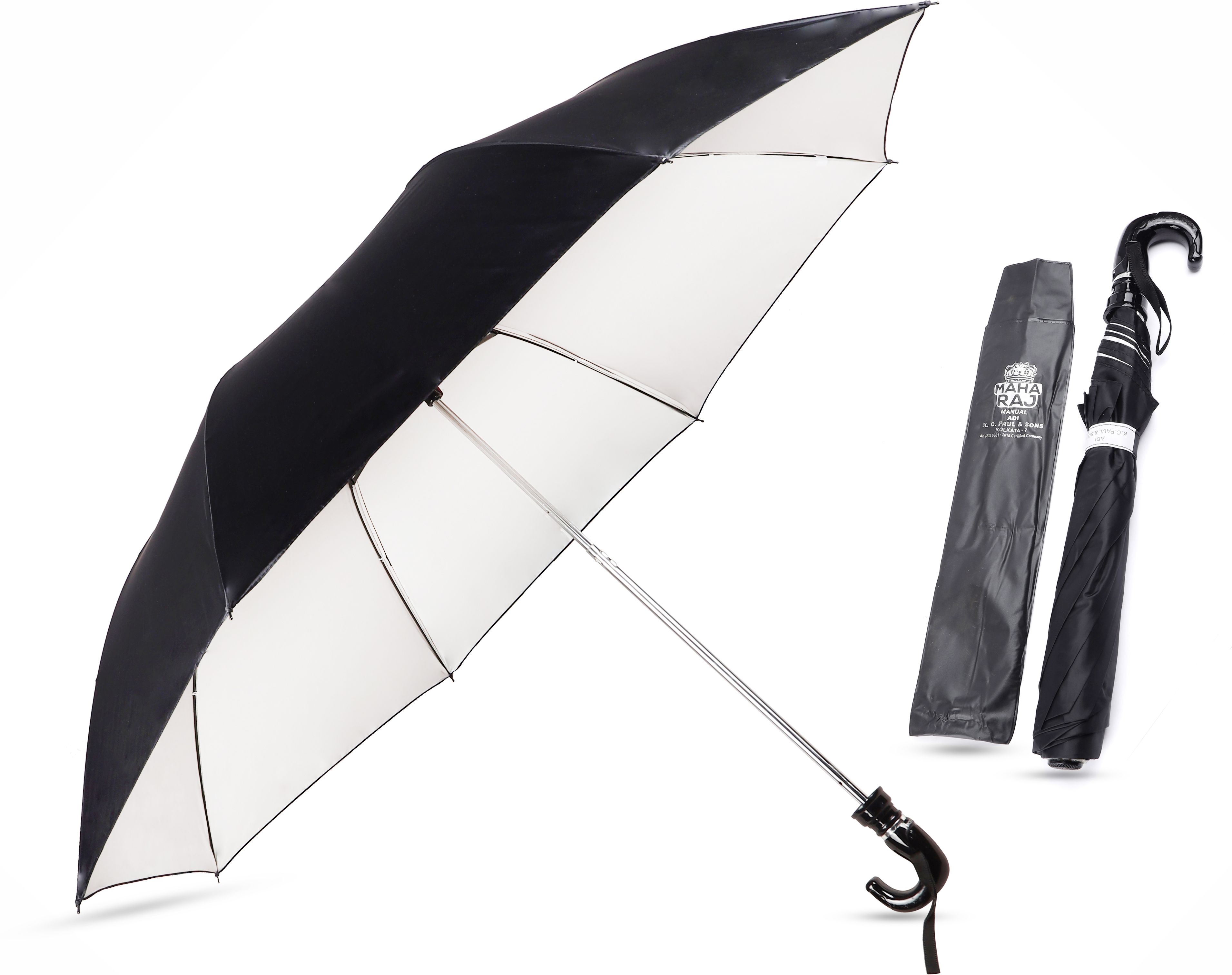 MAHARAJ 2 FOLD 23 inch large umbrella for men & women | Adi K.C. Paul Black Umbrella-image-39
