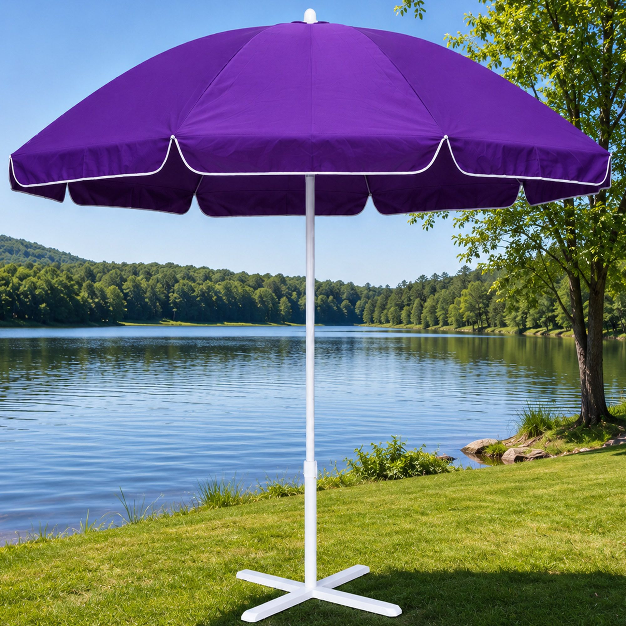 Poolside Garden 6 Ft Garden Umbrella With Stand Elegant Patio Cover Umbrella-image-48