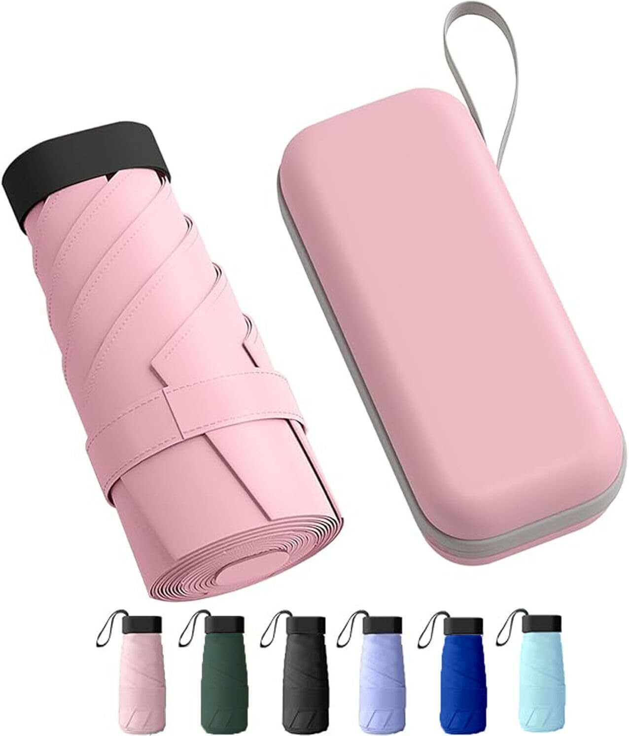 UV Protection Umbrella Travel Mini 2 Fold Manual Open 6 Ribs Sun& Rain,with Case Umbrella-image-33