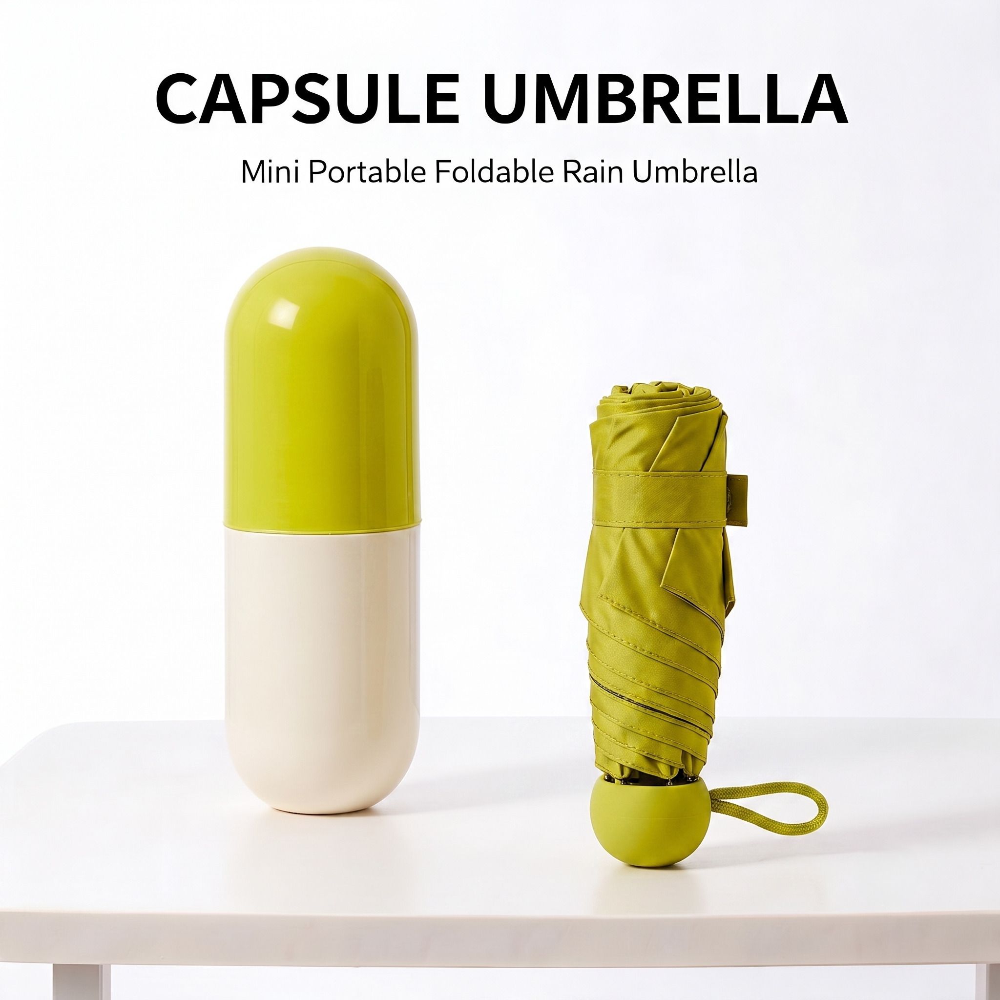 Compact Foldable Travel Umbrella , Windproof & Waterproof YELLOW GREEN Umbrella-image-47
