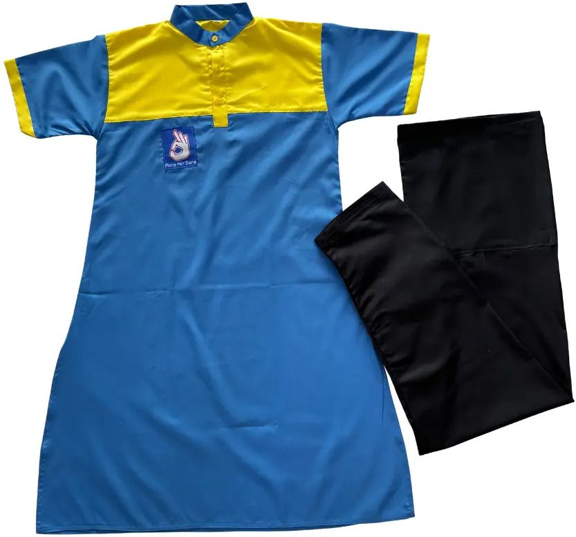 UW WORLD Straight Blue, Yellow Uniform Kurta-image-20